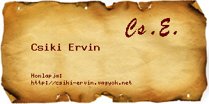 Csiki Ervin névjegykártya